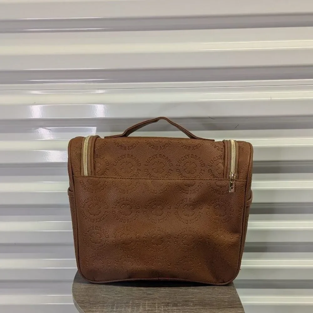 Coastal‎ preppy Lucky Brand Monogram Toiletry Travel Tote Cosmetic Bag